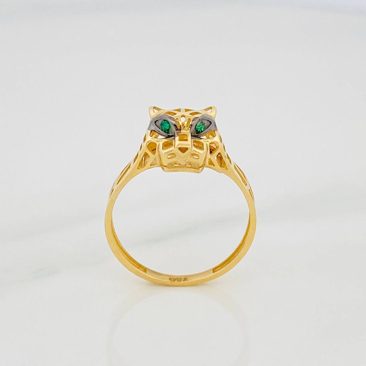 Panther Filigree Ring 2.75g / Size 8 1/2 Two-Tone Black Yellow 18K Gold