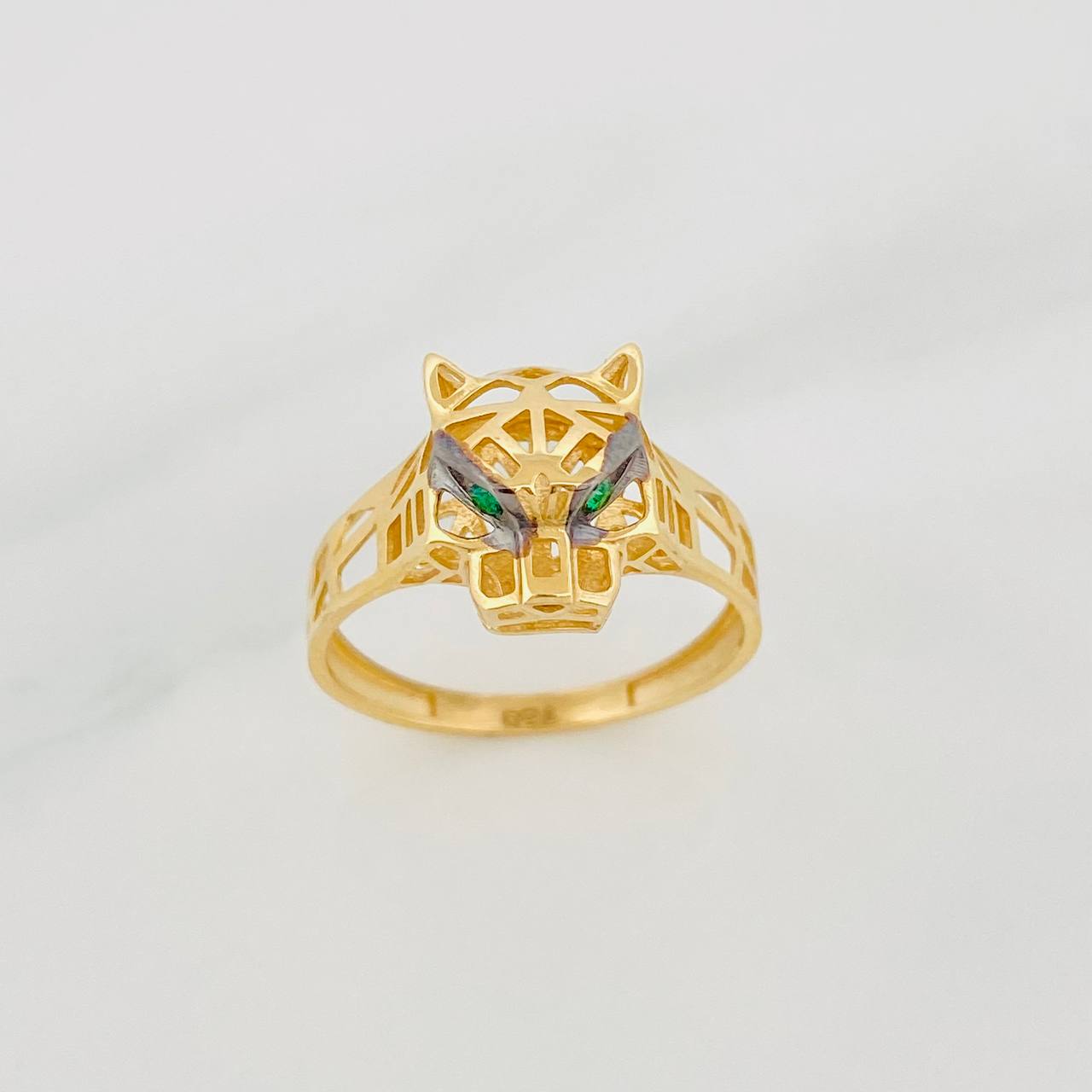 Panther Filigree Ring 2.75g / Size 8 1/2 Two-Tone Black Yellow 18K Gold