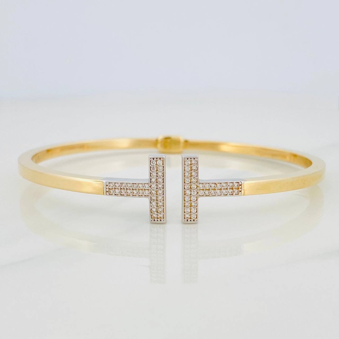 Bracelet Double Hoop T 8.85g / 7 1/2 in / 2.9mm Two Yellow White Gold 18K