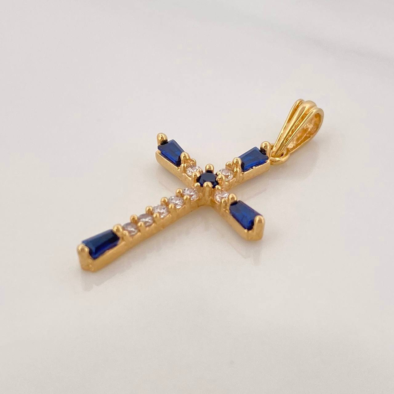 Dije Cruz Bicolor 1.7g / 1 1/4 in Oro Amarillo 18K