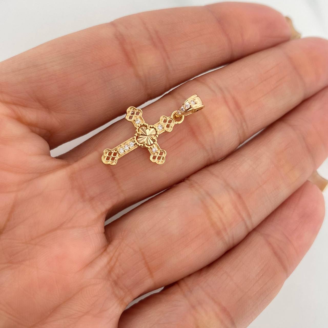 Dije Cruz Trebol 1.15g / 1 in Oro Rosa 18K