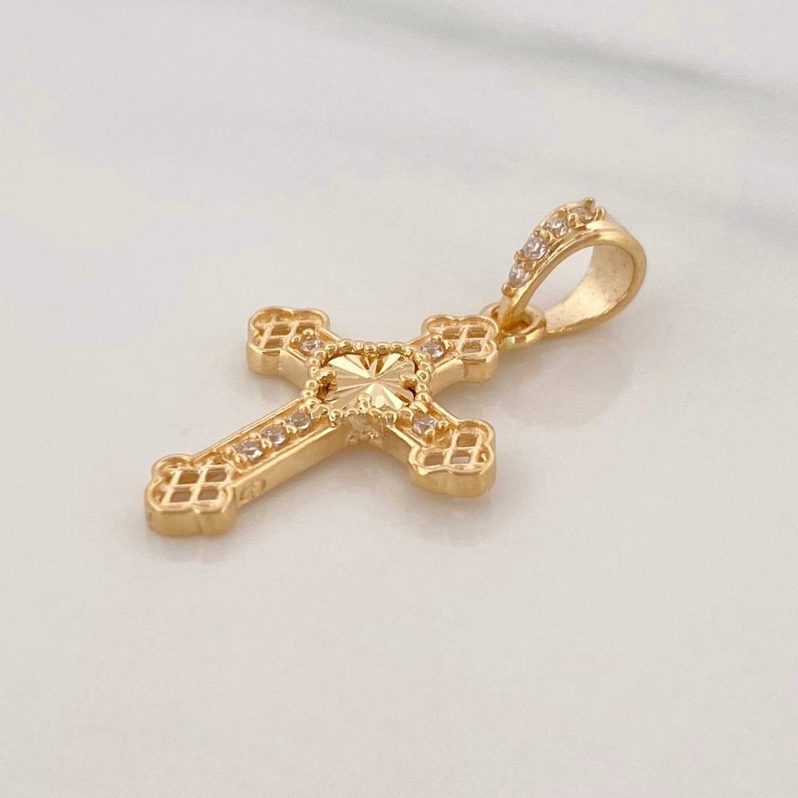 Dije Cruz Trebol 1.15g / 1 in Oro Rosa 18K