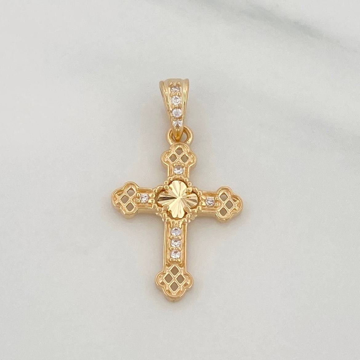 Dije Cruz Trebol 1.15g / 1 in Oro Rosa 18K