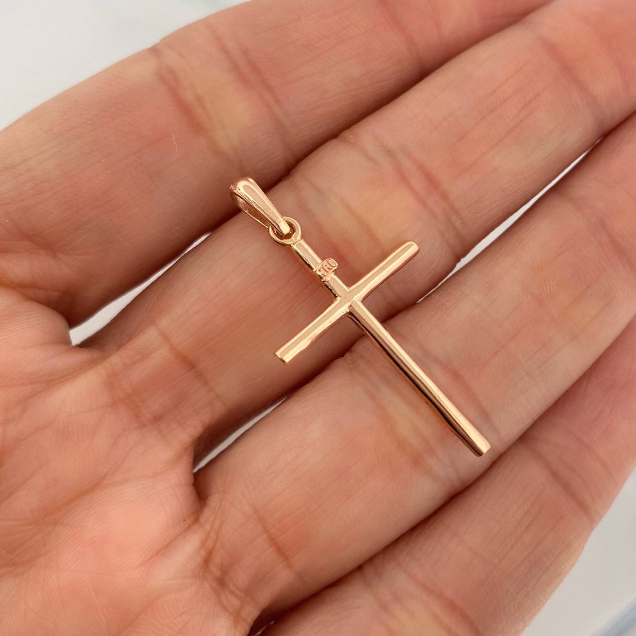 Pendant Plain Cross 1.05g / 1 1/2 in 18K Rose Gold