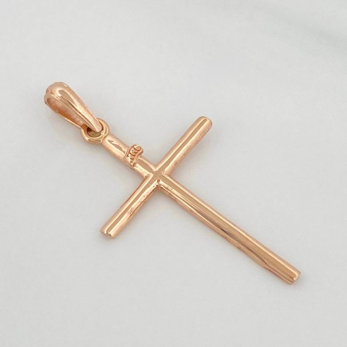 Pendant Plain Cross 1.05g / 1 1/2 in 18K Rose Gold