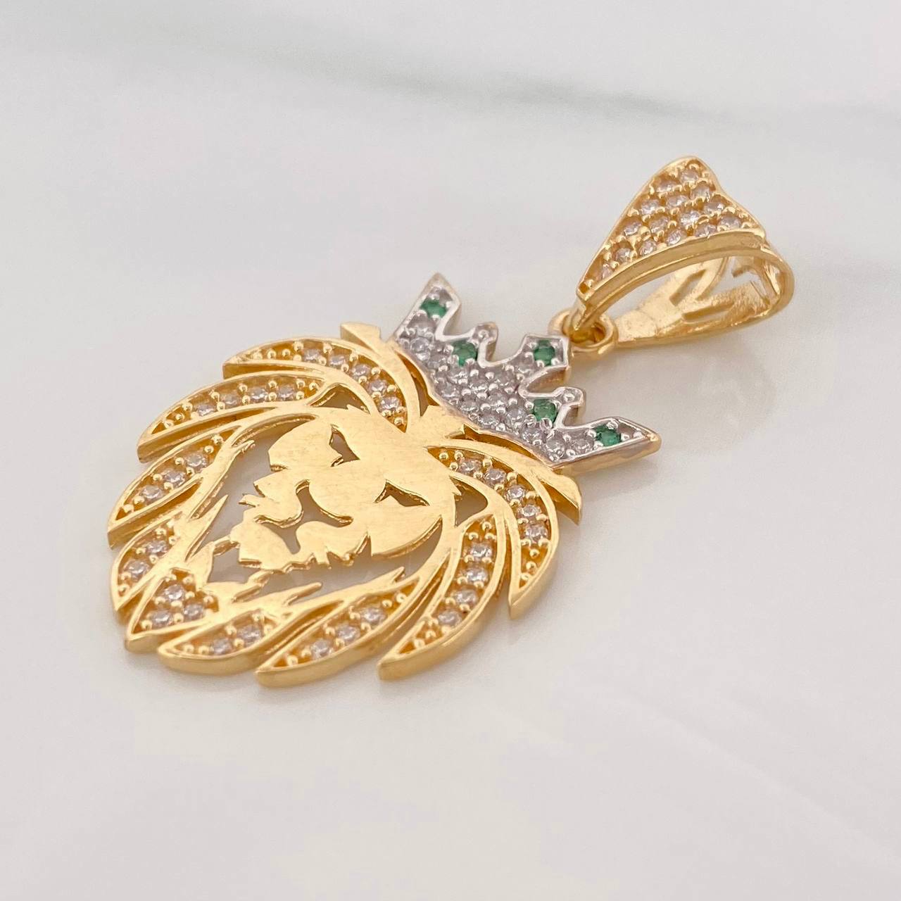 Dije León 3.2g / 1 1/2 in Dos Oros Amarillo Blanco 18K