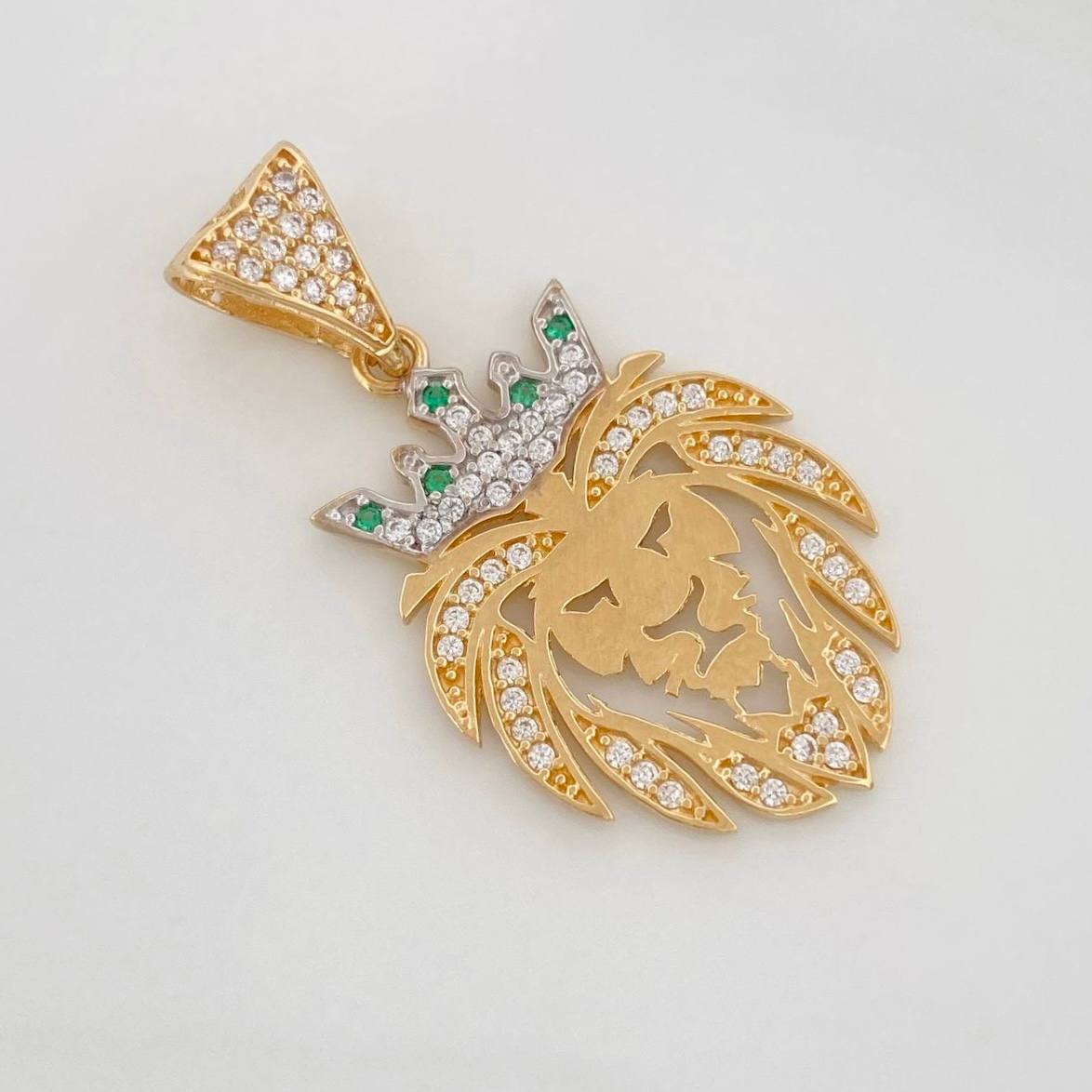 Dije León 3.2g / 1 1/2 in Dos Oros Amarillo Blanco 18K