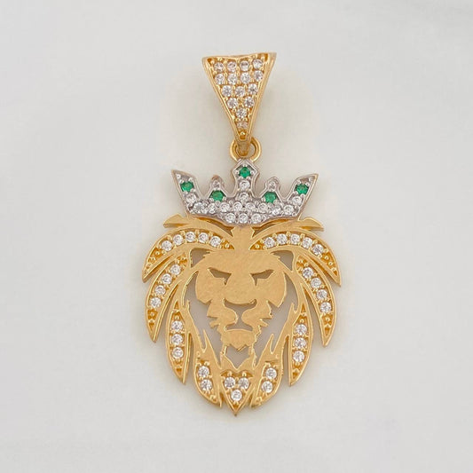 Dije León 3.2g / 1 1/2 in Dos Oros Amarillo Blanco 18K