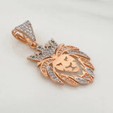 Dije León 3.1g / 1 1/2 in Dos Oros Blanco Rosa 18K
