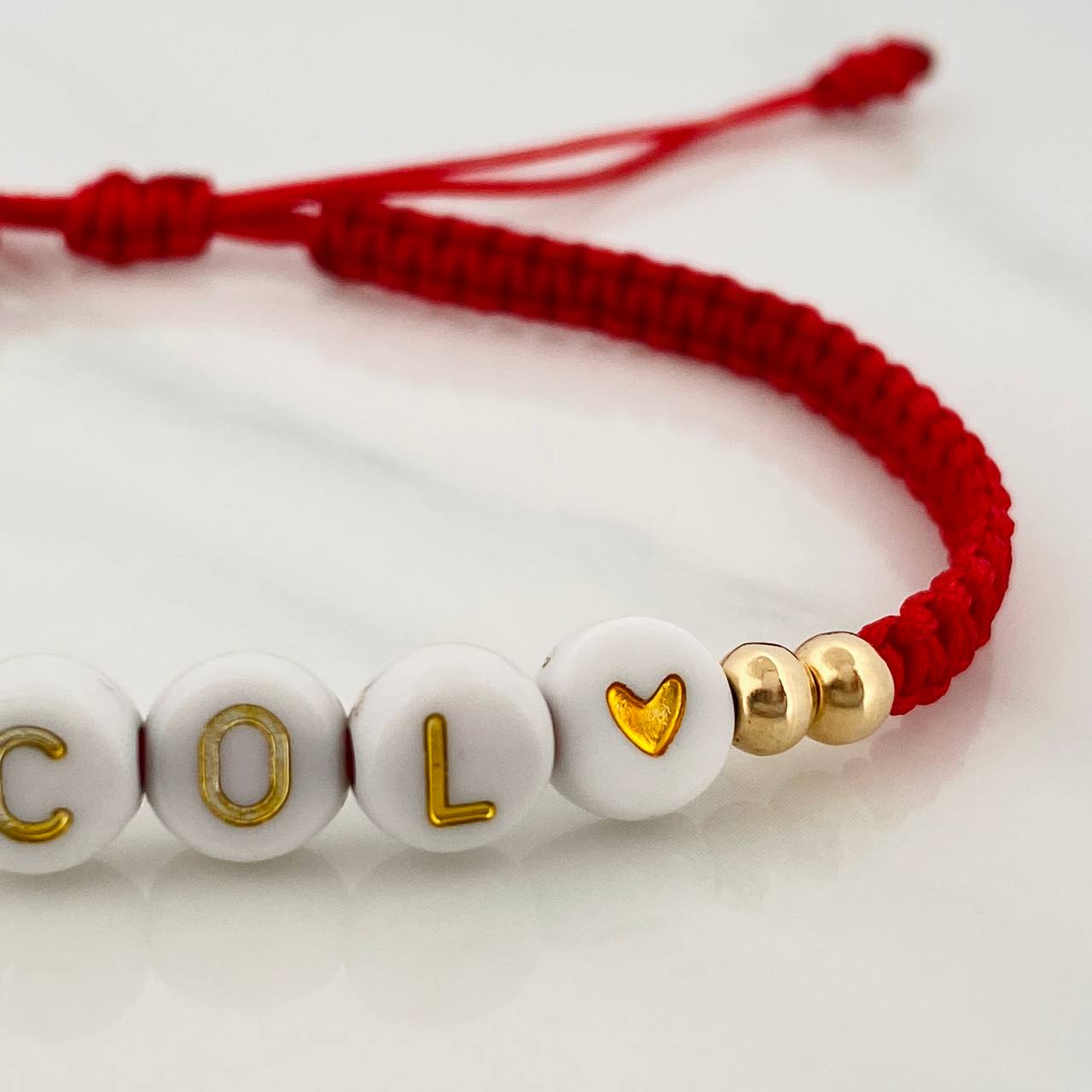 Red Woven Bracelet with 18K Yellow Gold