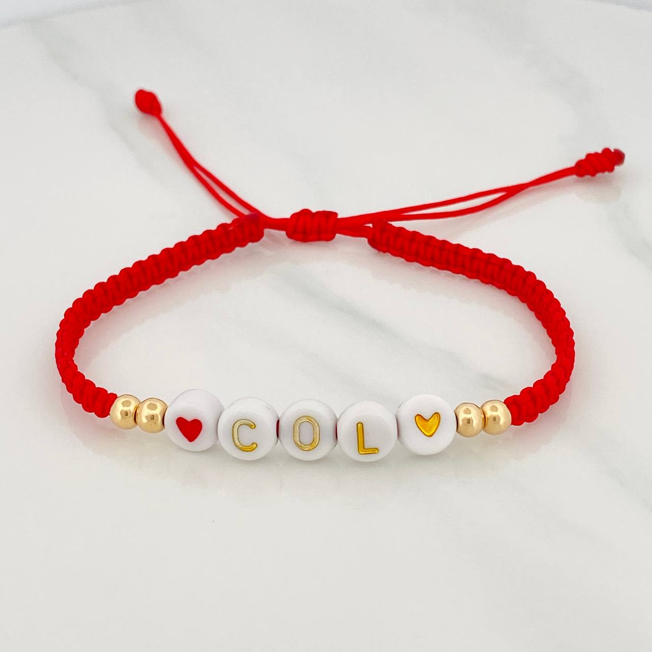 Red Woven Bracelet with 18K Yellow Gold