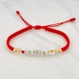 Red Woven Bracelet with 18K Yellow Gold