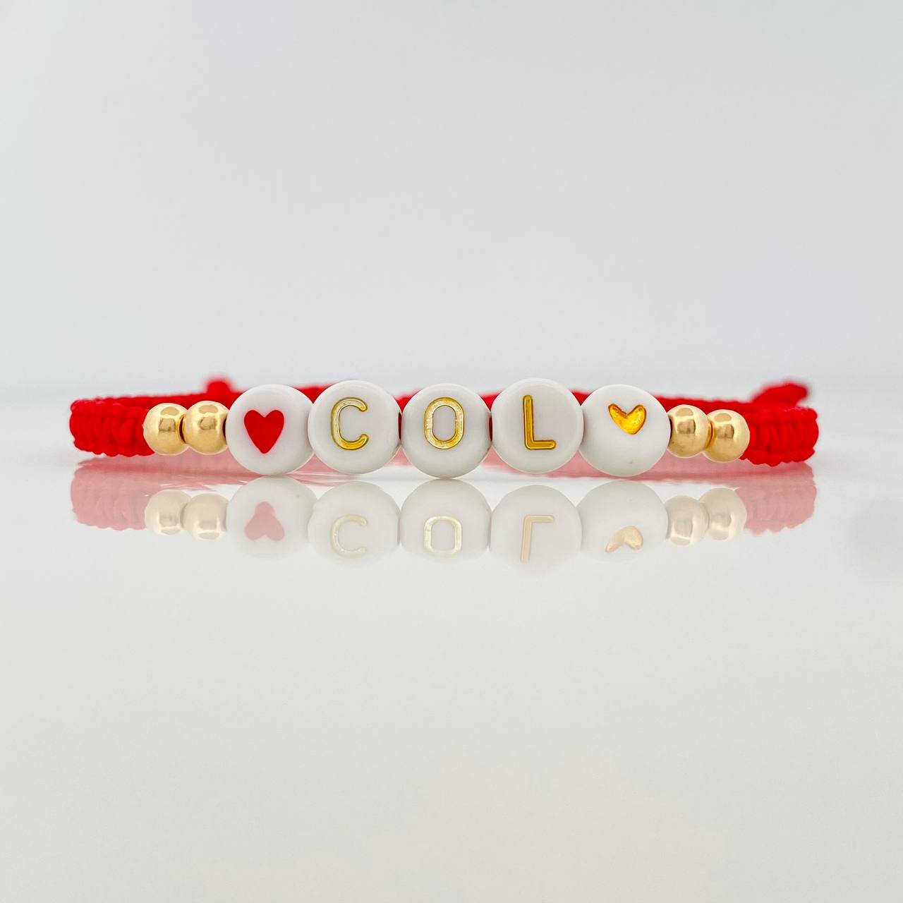 Red Woven Bracelet with 18K Yellow Gold