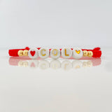 Red Woven Bracelet with 18K Yellow Gold