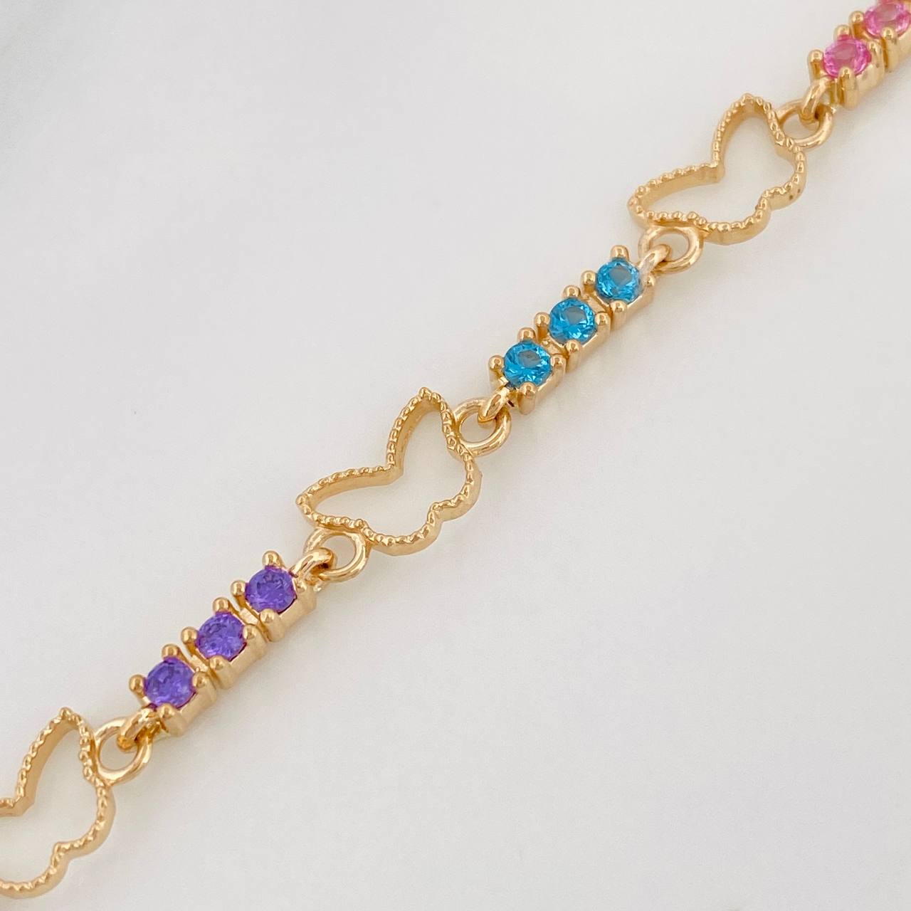 Tennis Bracelet Butterfly Diamond Cut 7.7g / 7 in / 2.65mm Yellow Gold 18K