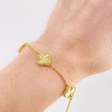 Classic Link Bracelet Clover Diamond Cut 5.95g / 7 3/4 in / 1.55mm Yellow Gold 18K