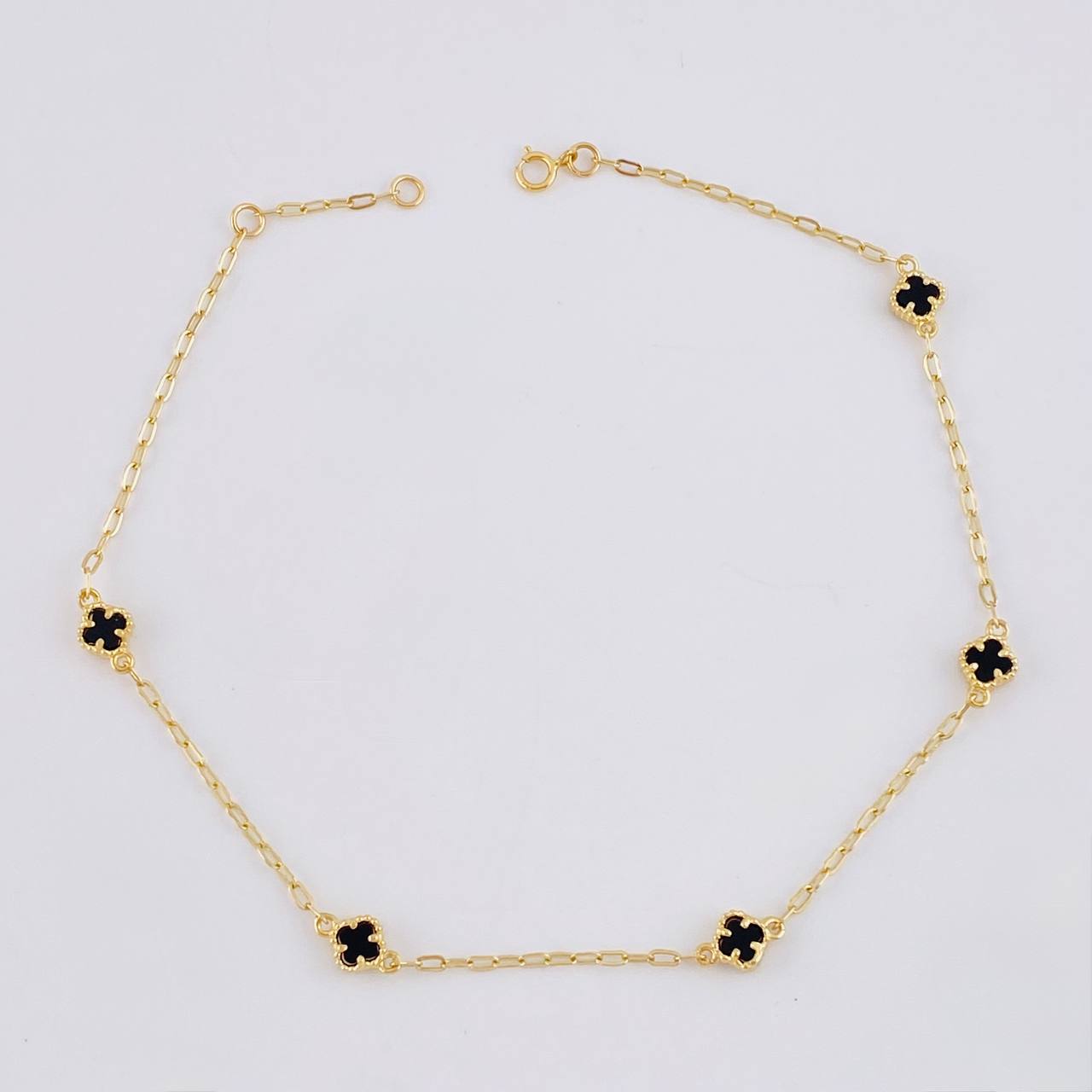Anklet Box Clover 3.15g / 9 3/4 in / 1.6mm Yellow Gold 18K