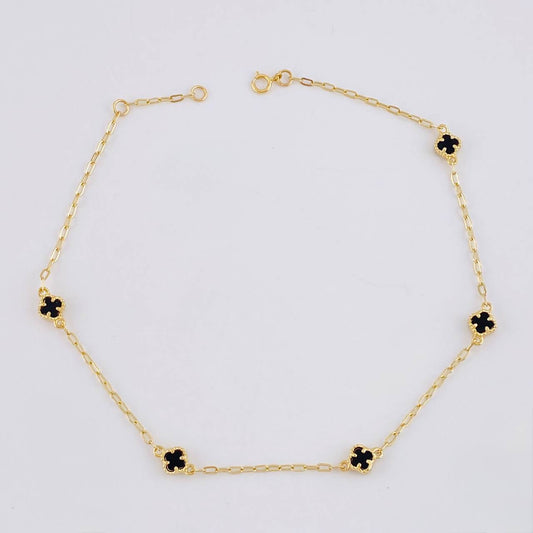 Anklet Box Clover 3.15g / 9 3/4 in / 1.6mm Yellow Gold 18K