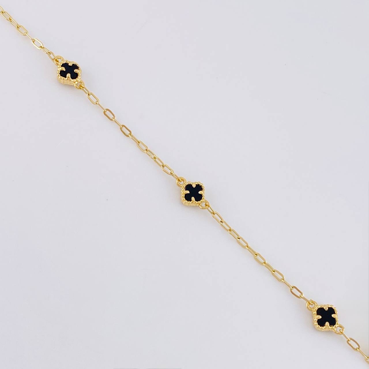 Clover Box Anklet 3.3g / 10 1/4 in / 1.6mm 18K Yellow Gold