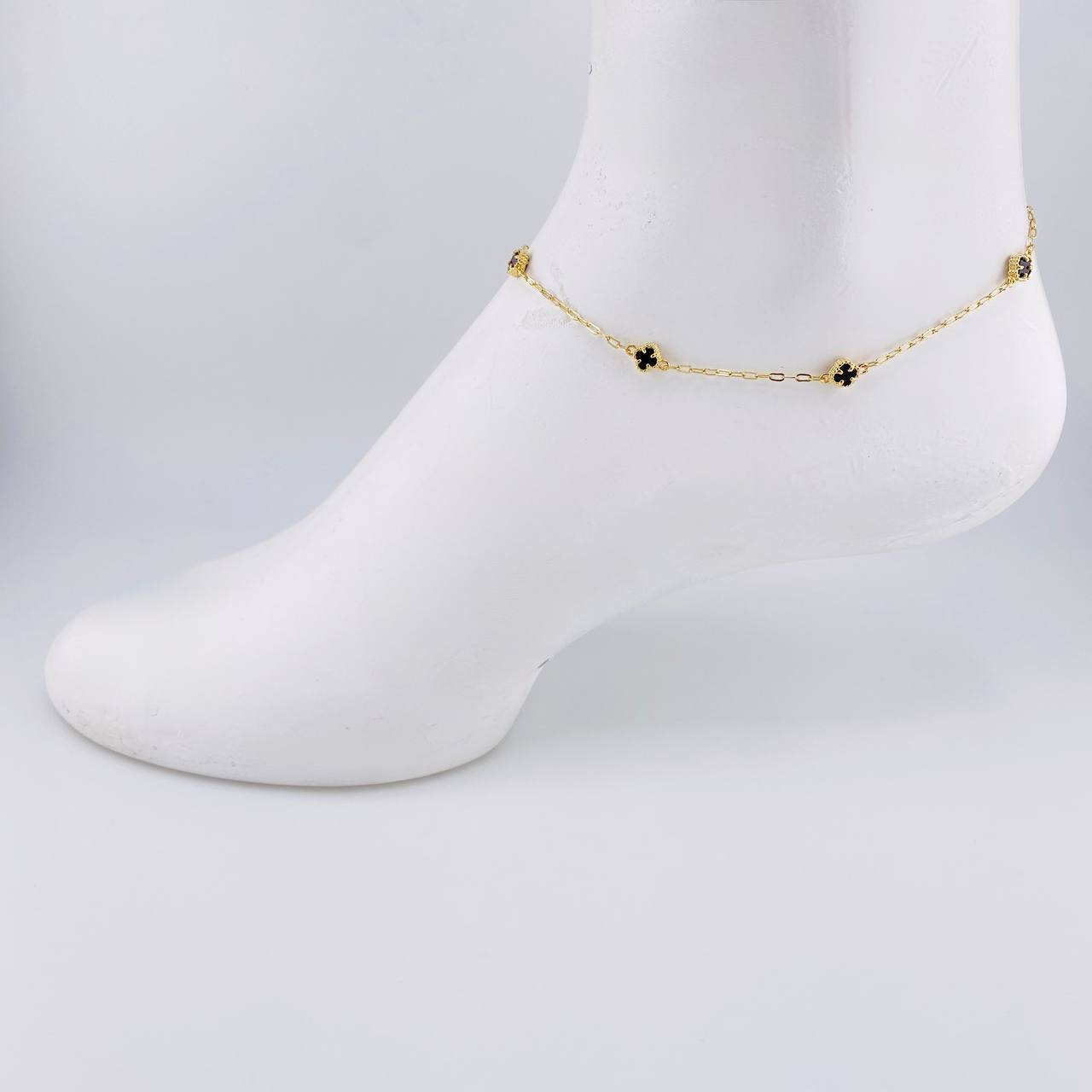 Anklet Box Clover 3.15g / 9 3/4 in / 1.6mm Yellow Gold 18K