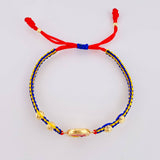 Tricolor Woven Bracelet with National Team Emblem in 18K Yellow Gold