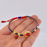 Tricolor Woven Bracelet with National Team Emblem in 18K Yellow Gold