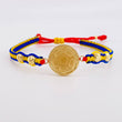 Tricolor Woven Bracelet Charm Yellow Gold Ball 18K