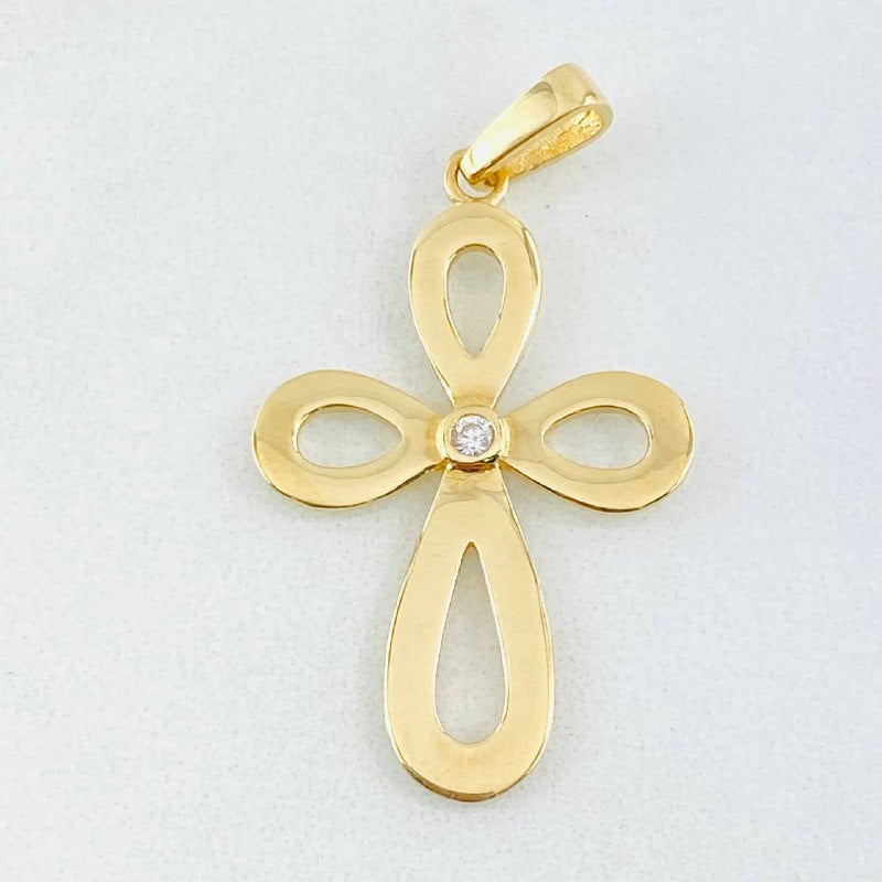 Pendant Floral Cross 2.7gr / 1.5in / 18K Gold ©