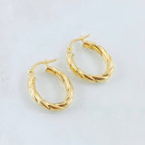 Hoop Earrings Mary Oval 1.85gr / 3/4 in / Yellow Gold 18K ©