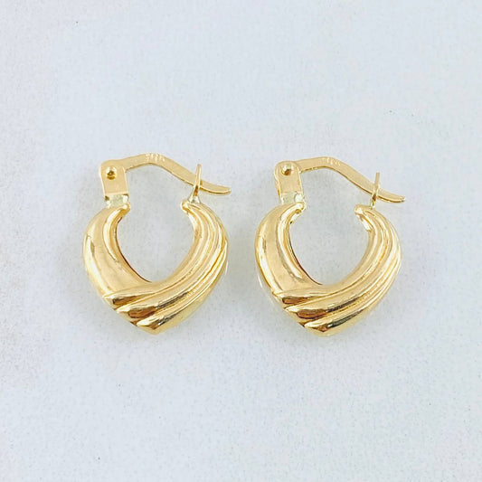 Candongas Corazon Rayado 1.1gr / 1/2 in / Oro Amarillo 18K *