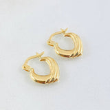 Candongas Corazon Rayado 1.05gr / 1/2 in / Oro Amarillo 18K *