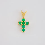 Pendant Dense Cross Emeralds 18pts 0.45g / 1/2 in Yellow Gold 18K