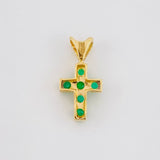 Pendant Dense Cross Emeralds 18pts 0.45g / 1/2 in Yellow Gold 18K