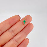Pendant Dense Cross Emeralds 18pts 0.45g / 1/2 in Yellow Gold 18K