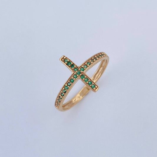 Cross Ring 1.75gr / Size 7 1/4 / 18K Gold $