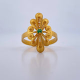Filigree Ring 3.15gr / Size 7 / Green Zircon Yellow Gold 18K &