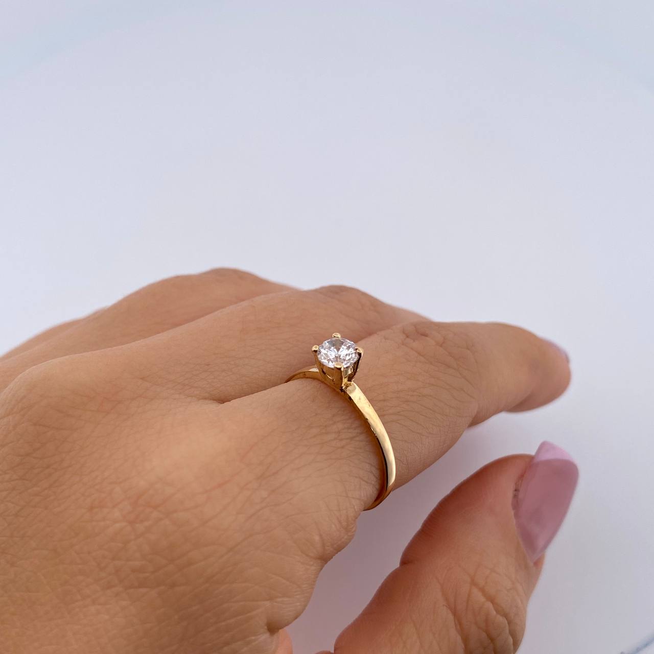 Ring Solitaire 2.05gr / T8 / White Zircon Yellow Gold 18K &