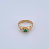 Inverted Line Ring 1.55gr / T7 / White Green Zircons 18K Yellow Gold &
