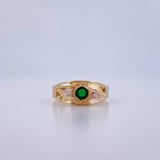 Inverted Line Ring 1.55gr / T7 / White Green Zircons 18K Yellow Gold &