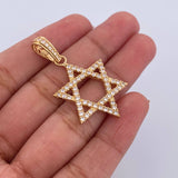 Dije Estrella De David 4.05gr / 3.6cm / Circones Blancos Oro Amarillo 18K &