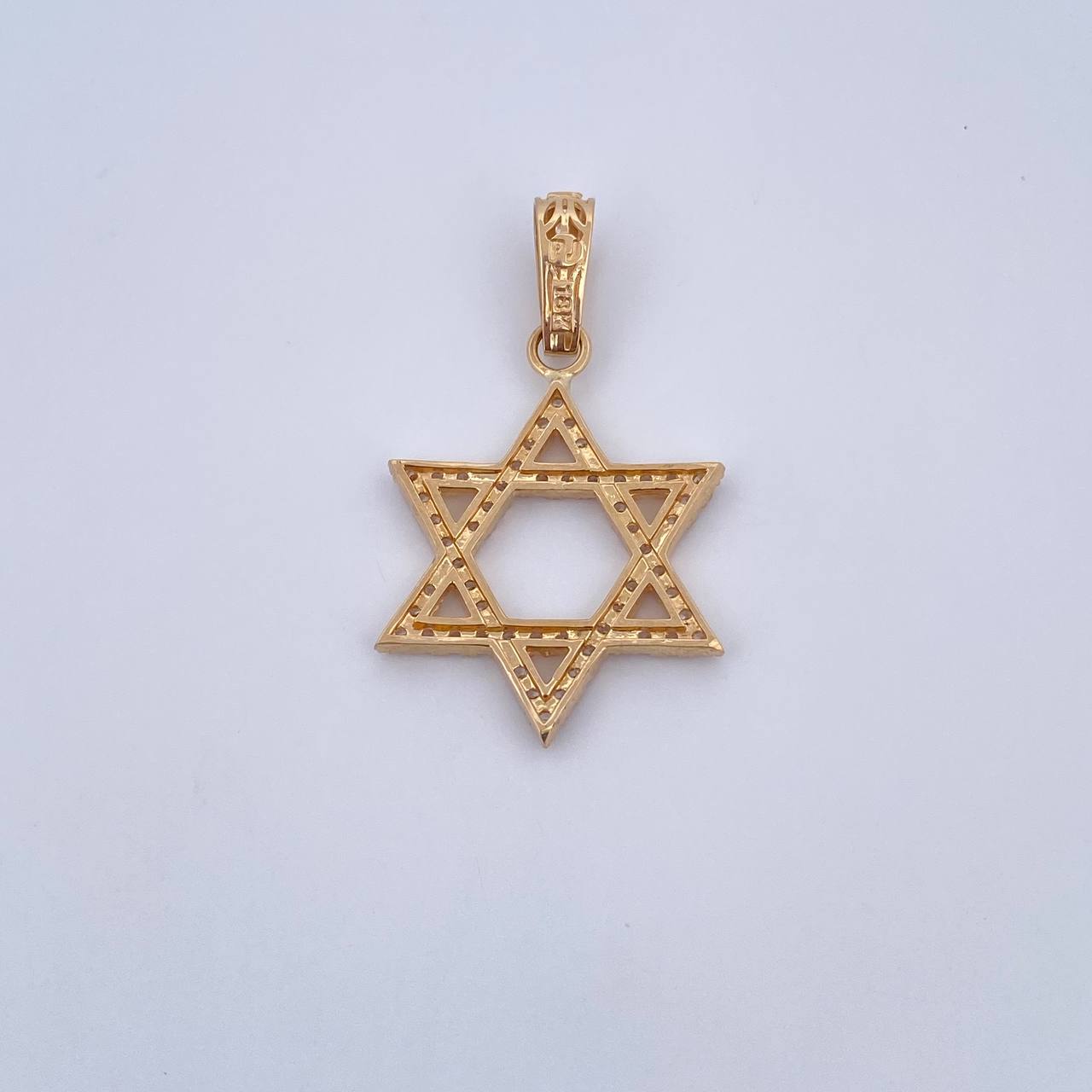 Pendant Star of David 4.25gr / 3.7cm / White Zircons 18K Yellow Gold &