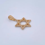 Pendant Star of David 4.25gr / 3.7cm / White Zircons 18K Yellow Gold &