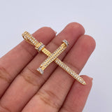 Pendant Nail Cross 4.05gr / 4.6cm / White Zircons Two 18K Yellow and White Gold &