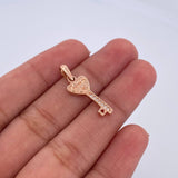 Pendant Key 1.25gr / 2.4cm / White Zircons 18K Rose Gold &