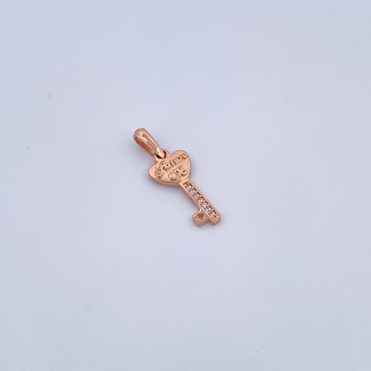 Pendant Key 1.25gr / 2.4cm / White Zircons 18K Rose Gold &