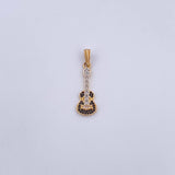 Pendant Guitar 1.25gr / 2.7cm / Black and White Zircons Two Yellows White 18K &