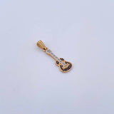 Pendant Guitar 1.25gr / 2.7cm / Black and White Zircons Two Yellows White 18K &
