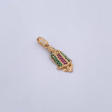 Pendant Virgin Guadalupe 1.45gr / 2.7cm / Fuchsia Green Zircons 18K Yellow Gold &