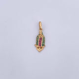 Pendant Virgin Guadalupe 1.45gr / 2.7cm / Fuchsia Green Zircons 18K Yellow Gold &