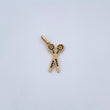 Pendant Scissors 1.75gr / 2.7cm / White Black Zircons 18K Yellow Gold &